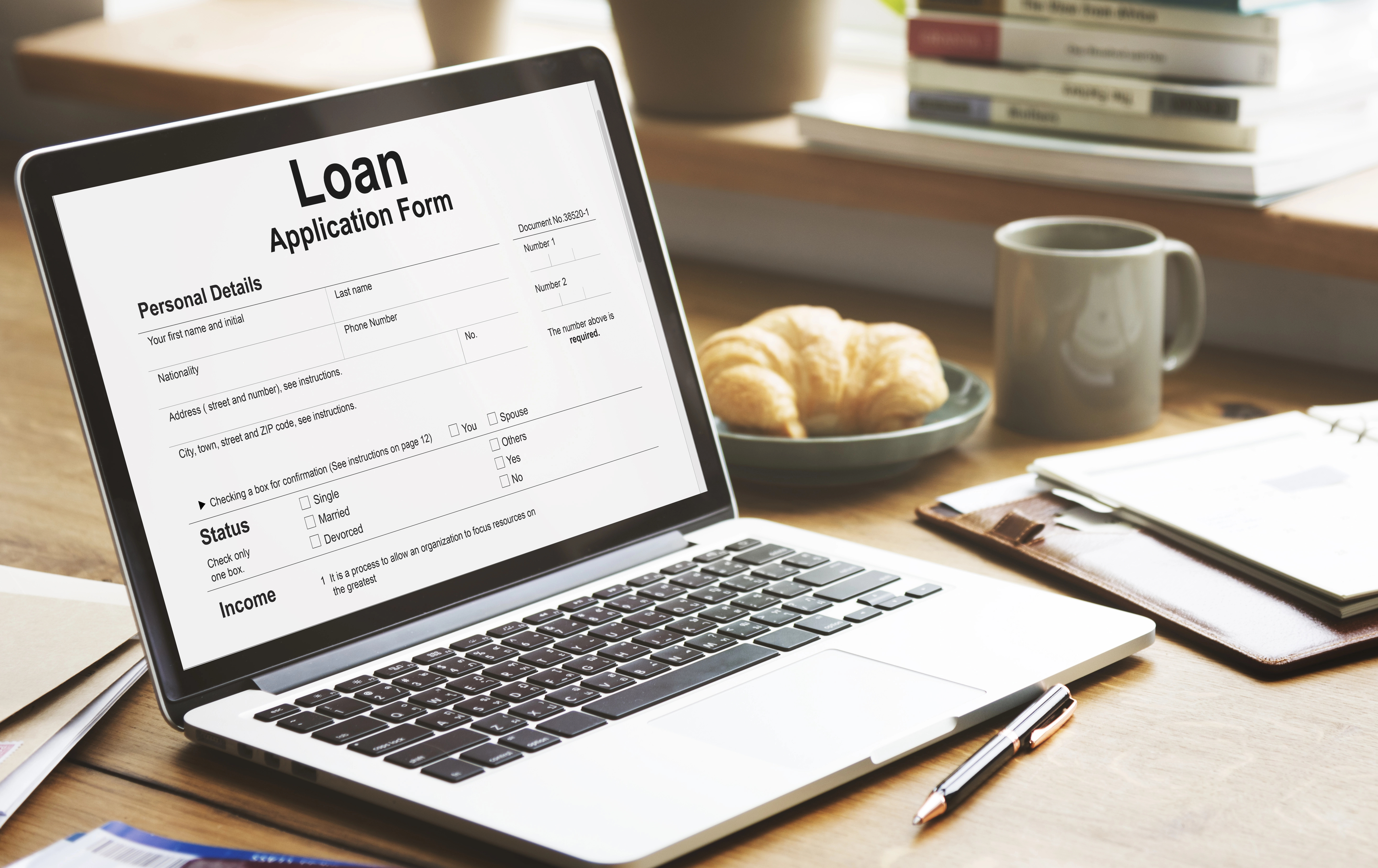 Online loan application form.