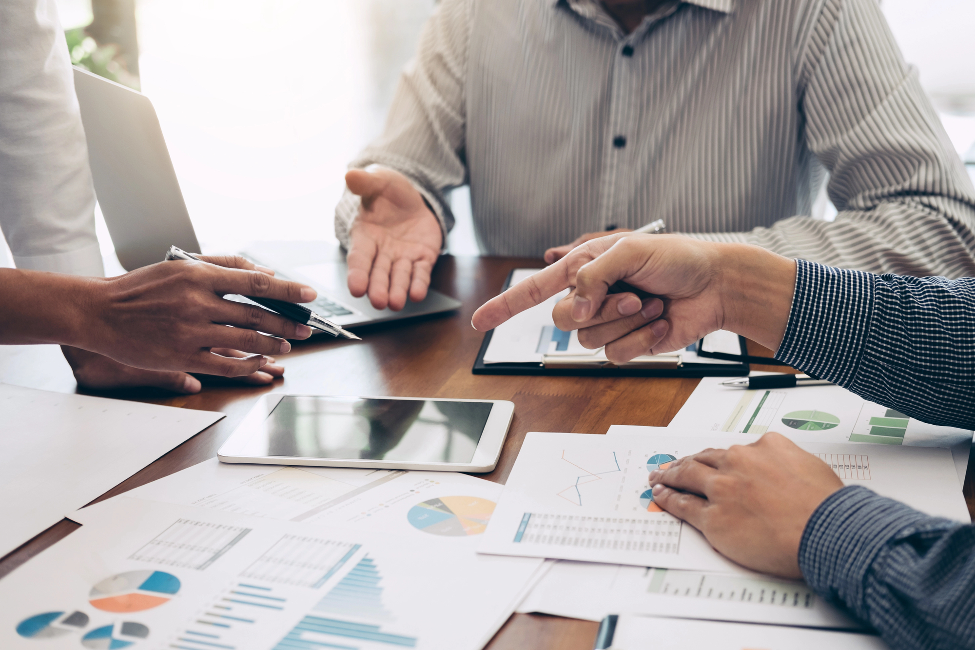 small business owners in a meeting about the financial budget