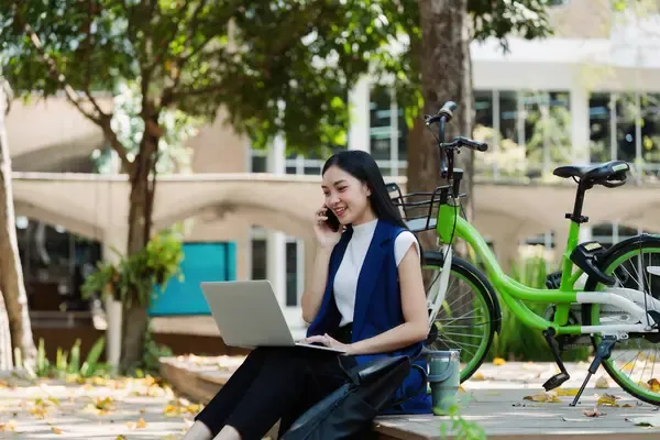 freelancer traveling via bike to one meeting to another